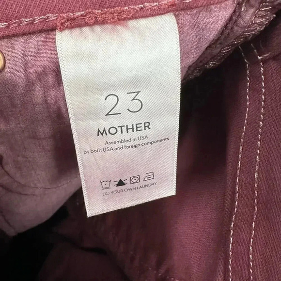 Mother The Rascal Sliced Up Heel Jeans In Burgundy Size 23 B1084 - Picture 8 of 8